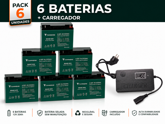 Pack 6 baterias c/ carregador