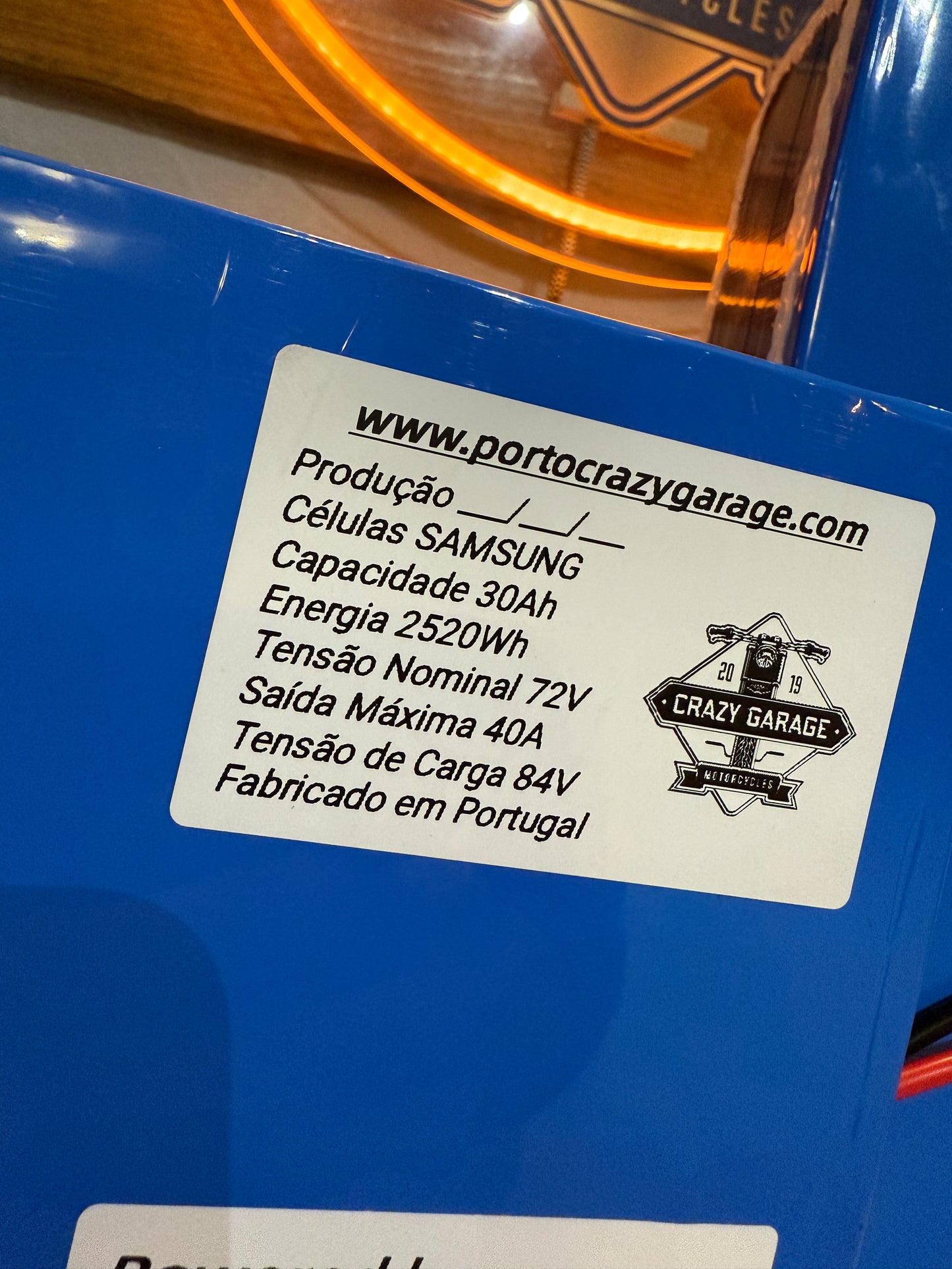 Bateria Lítio 72V  20/25/30 AH C/carregador